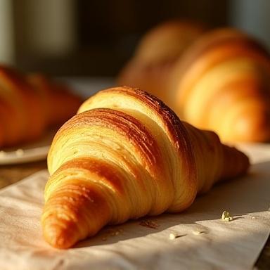 Croissant de Mantequilla recién horneado.
